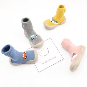 2021 winter new non-slip cartoon design baby terry socks infant prewalker shoes baby winter sock shoes