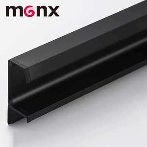 Modern Bedroom Kitchen Hidden Pull <strong>Black</strong> Hidden Handle <strong>Knobs</strong> Aluminum Alloy Furniture Cabinet Wardrobe Groove Invisible Handles - Product Image 1