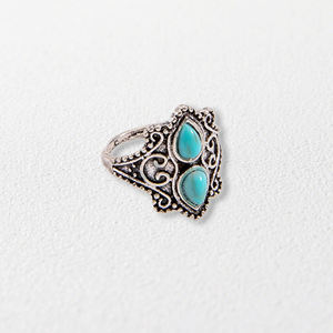 أوروبا بالجملة نمط بوهيمي الرجعية أزياء كبيرة حجر الفيروز خواتم سبائك المواد لحفل الزفاف - Product Image 4