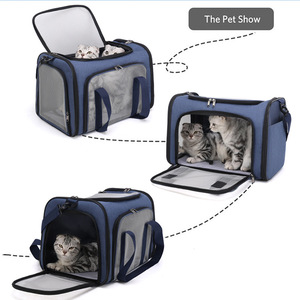 Pet Carrier Soft-Sided Oxford Blue For Cats Dogs Travel With <b>Mesh</b> <b>Window</b> And Handle - Product Image 1