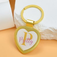 Porte-clés personnalisé avec logo imprimé, plaqué or ou argent, rond ou en forme de cœur, en métal, pour cadeau promotionnel d'entreprise