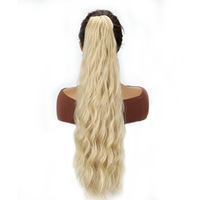 Queue de cheval synthétique en fibre haute température pour femme, style européen-américain, longue, bouclée, ondulée effet mouillé, volumineuse, avec clip de fixation