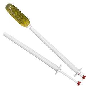 Cueilleur de luxe en acier inoxydable et <span class=keywords><strong>plastique</strong></span> avec clip ustensile de <span class=keywords><strong>cornichon</strong></span> fourchette pour cuisine alimentaire Olive Pepper Pickle Grabber Tool - Product Image 4