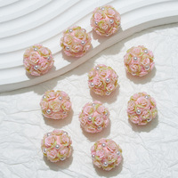 Boule de fleurs artificielles en résine cristalline Selina, strass et perles à coudre, écologiques, 3D, pour loisirs créatifs, décoration de voiture, ornements de fêtes