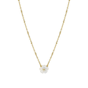 Stainless Steel Flower Pearl Necklace For Women Gold Plated O Chain Everyday Wear - Product Image 5