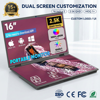 Monitor Portátil de Pantalla Triple IPS de 16 Pulgadas y 2.5K con Logotipo de Marca Personalizado, Carcasa de Aleación de Aluminio, Sensor de Gravedad y Rotación Automática