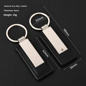 Customized Laser Logo Modern Rectangular Metal PU <b>Leather</b> <b>Keychain</b> Pendant with Customized Logo - Product Image 2