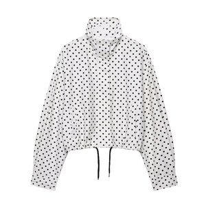 Veste surchemise femme automne 2025 nouvelle mode vintage à manches longues à pois en tissu bulle respirant avec fermeture éclair - Product Image 2
