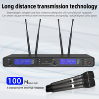 Système de microphone col de cygne sans fil UHF double canal à condensateur XLR avec suppression du bruit pour conférences, églises, écoles et enseignement (longue portée)