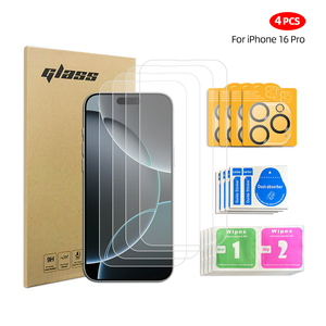 <span class=keywords><strong>4</strong></span> + <span class=keywords><strong>4</strong></span> gói 9H 2.5D rõ ràng chống xước Tempered Glass bảo vệ màn hình phim với <span class=keywords><strong>4</strong></span> máy ảnh Glass Đối với iPhone 16 Promax - Product Image 2