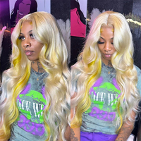 Vendor Wig Rambut Manusia Warna Pirang Madu 34 Inch 613, HD Transparent Body Wave 13x6 13x4 Lace Front Wig untuk Wanita Kulit Hitam