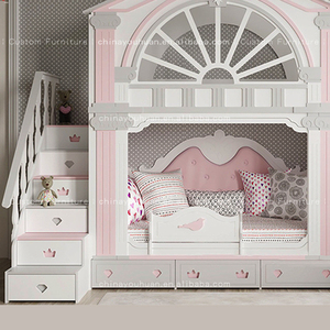 Cama infantil <span class=keywords><strong>de</strong></span> estilo europeo con forma <span class=keywords><strong>de</strong></span> casa en el árbol, litera con barandillas y espacio <span class=keywords><strong>de</strong></span> almacenamiento para habitaciones <span class=keywords><strong>de</strong></span> <span class=keywords><strong>niñas</strong></span>, personalizable. - Product Image 4