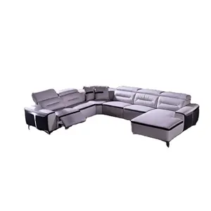 最新设计现代部分沙发与金属装饰电动躺椅