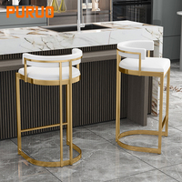 Tabouret de bar de luxe moderne PURUO chaise haute île de cuisine comptoir chaise de bar en métal doré