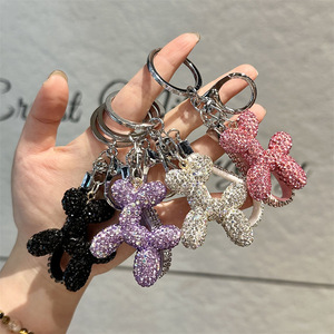 Hot Sale Cute Bubble Dog Pendant Diamond Keychain Full Rhinestone Animal <b>Doll</b> Pendant Accessories Keyring for Couple Student - Product Image 3