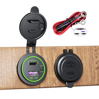 Double chargeur USB QC3.0 + PD Prise de charge rapide 12-24V Support de téléphone