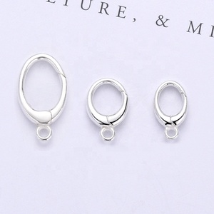 925 Sterling <span class=keywords><strong>Silver</strong></span> tam giác vuông hình bầu dục khóa với vòng lặp dưới vòng bảo lãnh mùa xuân Mặt dây chuyền vòng cổ Clasp cho đồ trang sức làm - Product Image 2