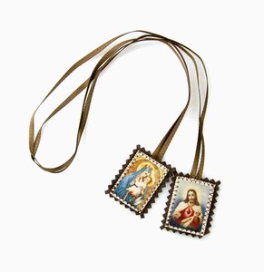 Collana Religiosa all'Ingrosso: Sacro Cuore di Gesù e Scapolare della Madonna, Ciondolo Sacro Cattolico da Appendere, Ornamento Talismano - Product Image 1