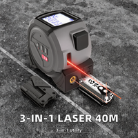 Télémètre laser industriel 3-en-1 et ruban à mesurer multifonctionnel LCD avec ligne croisée, mesure numérique 100m, garantie 1 an