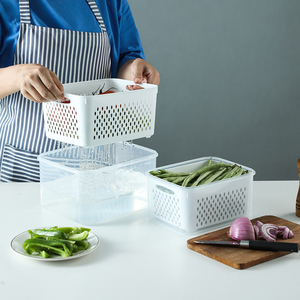 Прозрачный прямоугольный пластиковый контейнер для хранения продуктов с крышкой и дренажным отверстием, штабелируемый, для кухни, для морозильной камеры, литье под давлением, с датой - Product Image 2