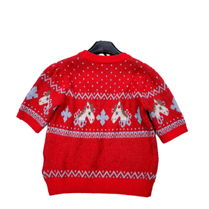 Round Neck Short Sleeve <b>Knit</b> Sweater with <b>Animal</b> Jacquard <b>Pattern</b> <b>for</b> Casual Wear mius - Product Image 2