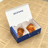 Ensemble de boîtes à croissants personnalisées avec séparateur, ensemble d'emballages en papier jetable bleu pour boulangerie pâtisserie à emporter