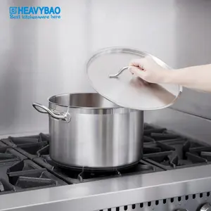 Heavybao Công Suất Lớn Cookware Thương Mại Thép Không Gỉ Nấu Ăn Nồi Cảm Ứng Heavy Duty Stock Pots