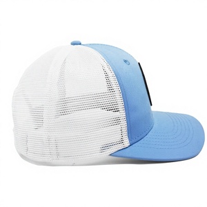 Casquette Trucker en Maille Bleu Clair avec Logo Personnalisé en Cuir, 6 Panneaux, Style Décontracté Quatre Saisons pour Tous, Fabriquée au Vietnam, Fournisseur - Product Image 2