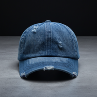Gorra de Béisbol de Mezclilla de 6 Paneles con Logotipo Bordado Personalizado de Alta Calidad, Gorra de Papá Ajustable Sin Estructura para Hombre