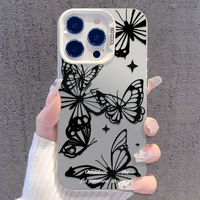 Coque de Téléphone Papillon Esquissé pour iPhone 17 Pro Max 16 Plus 13 16 Pro 12 Pro 11 Pro Xr Xs Series, Coque de Téléphone Intégrale Anti-Chute