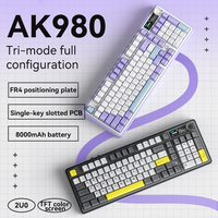 Clavier mécanique sans fil AJAZZ AK980 RGB, clavier mécanique de jeu à trois modes, BT 2.4G, interrupteur mécanique, type C