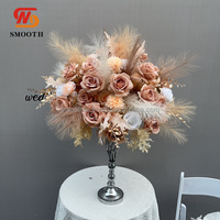 Bouquet de fleurs artificielles en pampas de couleur marron, vente en gros, pour mariage