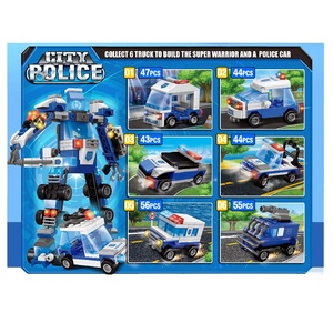 <span class=keywords><strong>Mini</strong></span> juego de bloques de construcción coche de policía de Ciudad 6 en 1robot juguetes para niño - Product Image 5