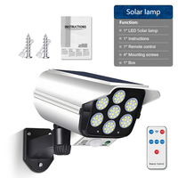 Lampe murale extérieure à télécommande avec capteur de mouvement rotatif, 77 LED, simulation de caméra de surveillance, éclairage solaire, aspect caméra factice