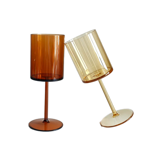 كؤوس نبيذ بلاستيكية ذهبية وردية زرقاء بنية أنيقة لحفلات الزفاف والمناسبات - Product Image 1