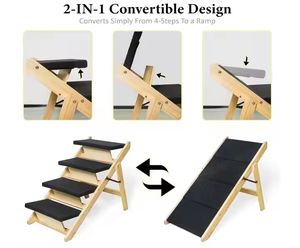 Opvouwbare 4-staps Houten Hondentrap Antislip Pet Steps Lichtgewicht Draagbaar Voor Kleine Middelgrote Honden Katten Bedden Sofa Cars - Product Image 3