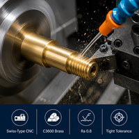 Pour usinage CNC, tournage de précision, laiton auto-découpant C3600, valve à aiguille de carburateur polie, Xing Tong T075, spécifications confirmées