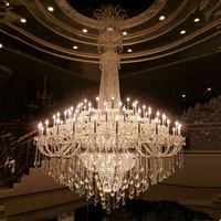 Lustre en verre personnalisé de grande taille, style nordique moderne, empire, pour hôtels, salles de réception et hôtels, forme allongée