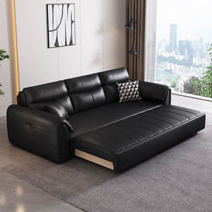 أريكة حديثة كلاسيكية سوداء مع نسيج خدش للقطط قابلة للطي مزدوجة الاستخدام لغرفة المعيشة وشقة صغيرة - Product Image 1