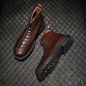 Bottes en cuir de vachette 2026 pour hommes – Cuir véritable, antidérapantes, résistantes à l'usure, style rétro et décontracté, doublées polaire et chaudes, bottes de travail tendance - Product Image 6