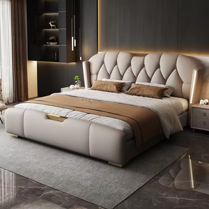 <span class=keywords><strong>Lit</strong></span> <span class=keywords><strong>avec</strong></span> tête de <span class=keywords><strong>lit</strong></span> rembourrée et éclairée de style italien luxueux, <span class=keywords><strong>avec</strong></span> tiroirs de rangement et cadre relevable hydraulique - Product Image 5