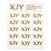 Autocollant de lettres en nickel électroformé doré de luxe XJY, logo métallique en relief 3D, étiquette de transfert