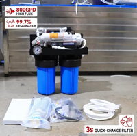 Système d'osmose inverse commercial professionnel 800 GPD, dessalement à 99,7 %, filtre à changement rapide en 3 secondes, purificateur à haut débit avec UV