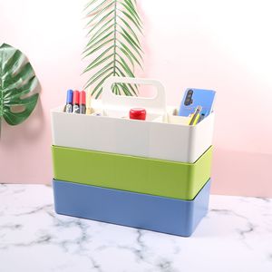 Plastic Storage Box Rectangle Blue Green White Office Organizer <b>Desk</b> Cosmetic Storage Bin Portable Holder for Miscellaneous - Product Image 1