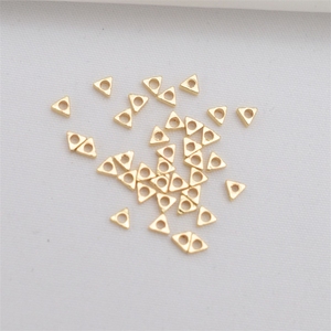 Cuentas pequeñas de oro roto con baño de oro de 18K, triangulares de 14K, pulsera trenzada DIY, cuentas plateadas - Product Image 4