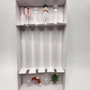 Bâton de swizzle en verre sur le thème de Noël en gros direct d'usine pour les boissons