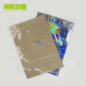 Kustom grosir dapat ditutup kembali plastik holografik permen Mylar Gummy buah Drop lembut permen tas kemasan makanan