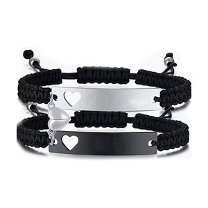 Pulsera de Cuerda Ajustable con Corazón Magnético de Acero Inoxidable 316L Antideslustre, Chapada en Oro de 14K y 18K, para Mujer - Product Image 4