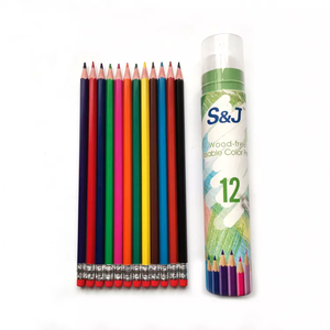 Emballage de tube en papier kraft Crayons de couleur effaçables en plastique de 7.5 pouces avec caoutchouc supérieur - Product Image 4