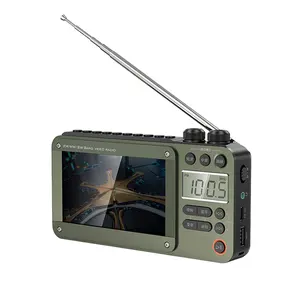 Portable 4.3 inch LCD Screen Radio Multi-band HF AM Built-in Rechargeable Battery FM Bluetooth Radio Speaker